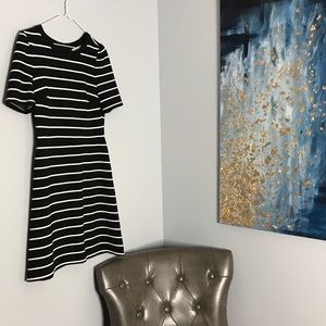 LOFT Black and White Stripped Dress